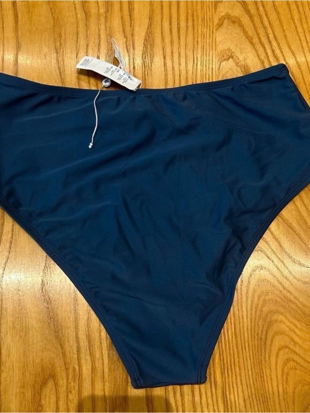 Floral Print Bikini Top with Solid High-Waist Bottom - Navy & Coral Medium NWT - Picture 5 of 7